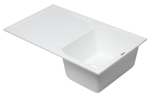 ALFI brand White 34" Single Bowl Granite Composite Kitchen Sink with Drainboard