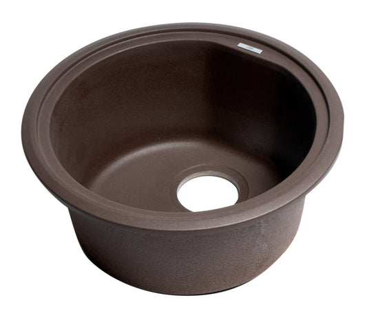 ALFI brand Chocolate 17" Drop-In Round Granite Composite Kitchen Prep Sink