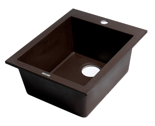 ALFI brand Chocolate 17" Drop-In Rectangular Granite Composite Kitchen Prep Sink