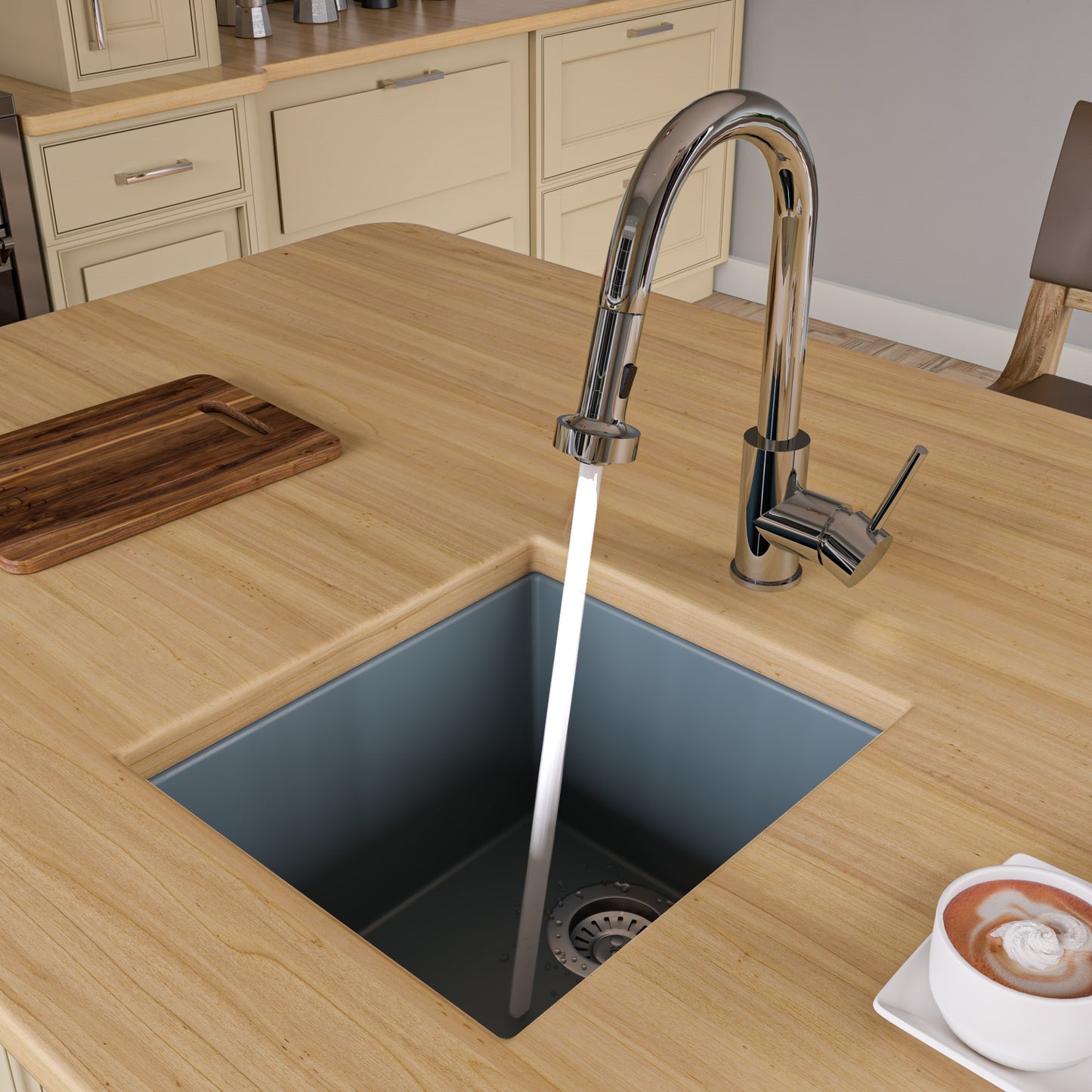 ALFI brand Titanium 17" Undermount Rectangular Composite Kitchen Prep Sink