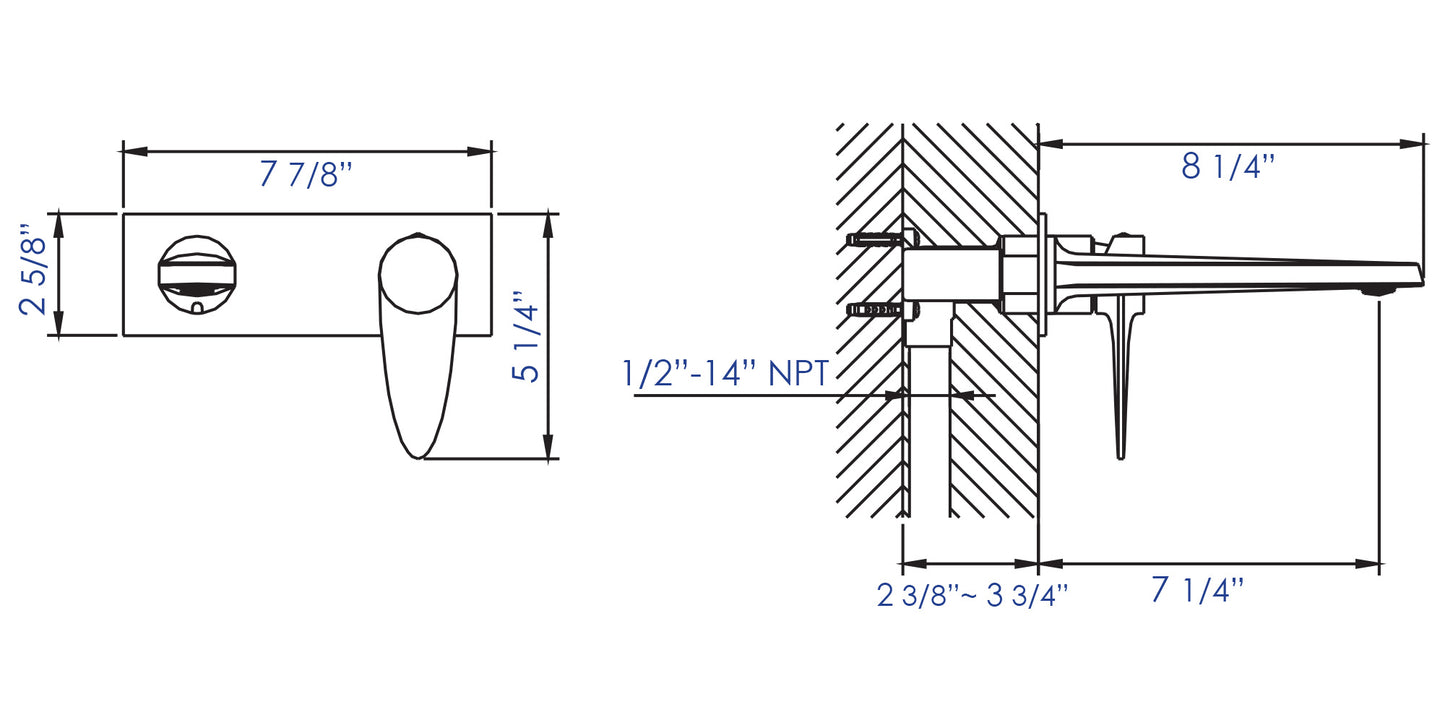 ALFI brand AB1772-BN Brushed Nickel Wall Mounted Modern Bathroom Faucet