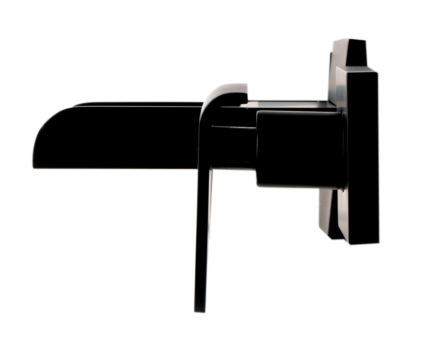 ALFI brand Black Matte Widespread Wall Mounted Modern Waterfall Bathroom Faucet