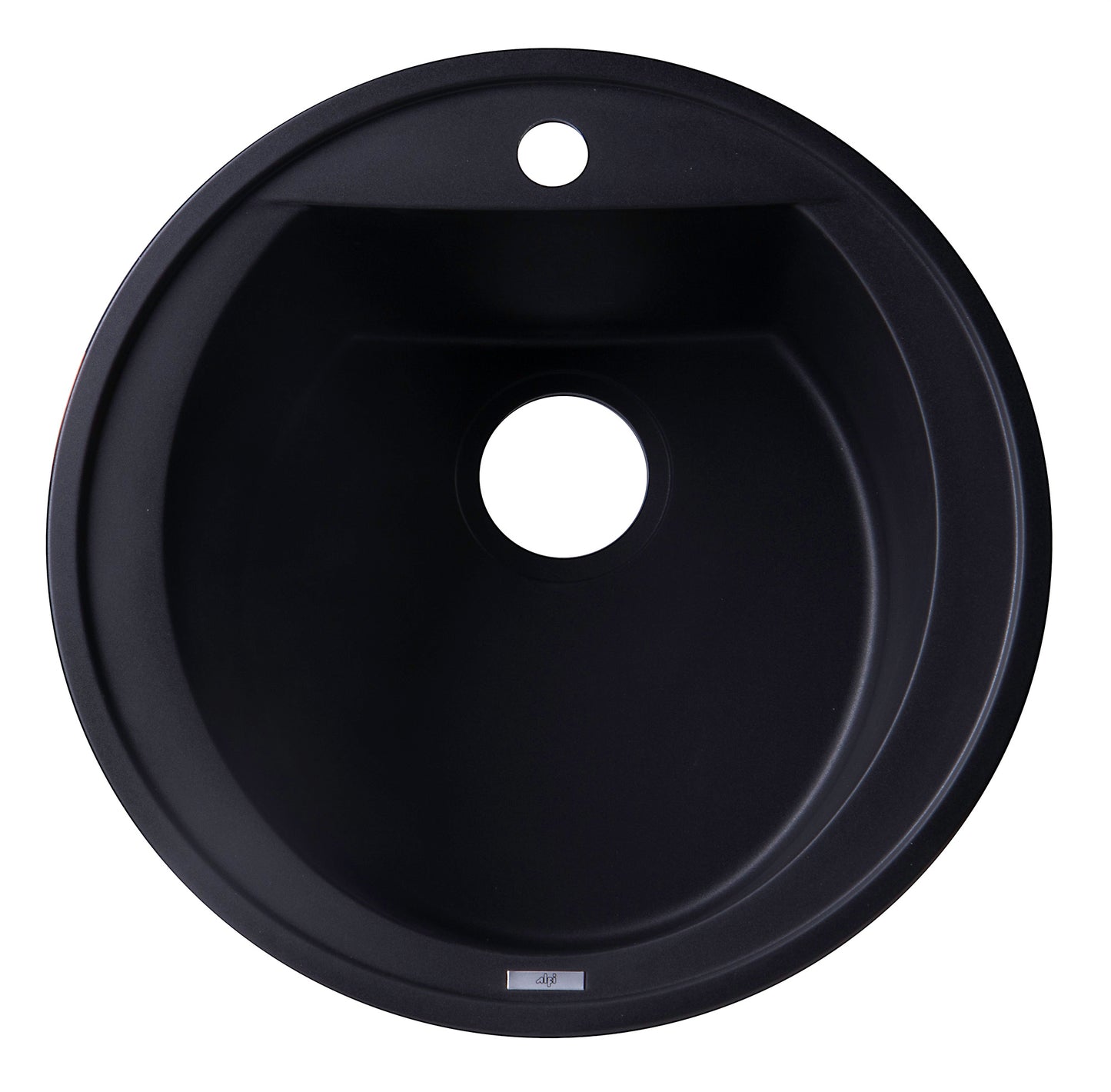 ALFI brand Black 20" Drop-In Round Granite Composite Kitchen Prep Sink