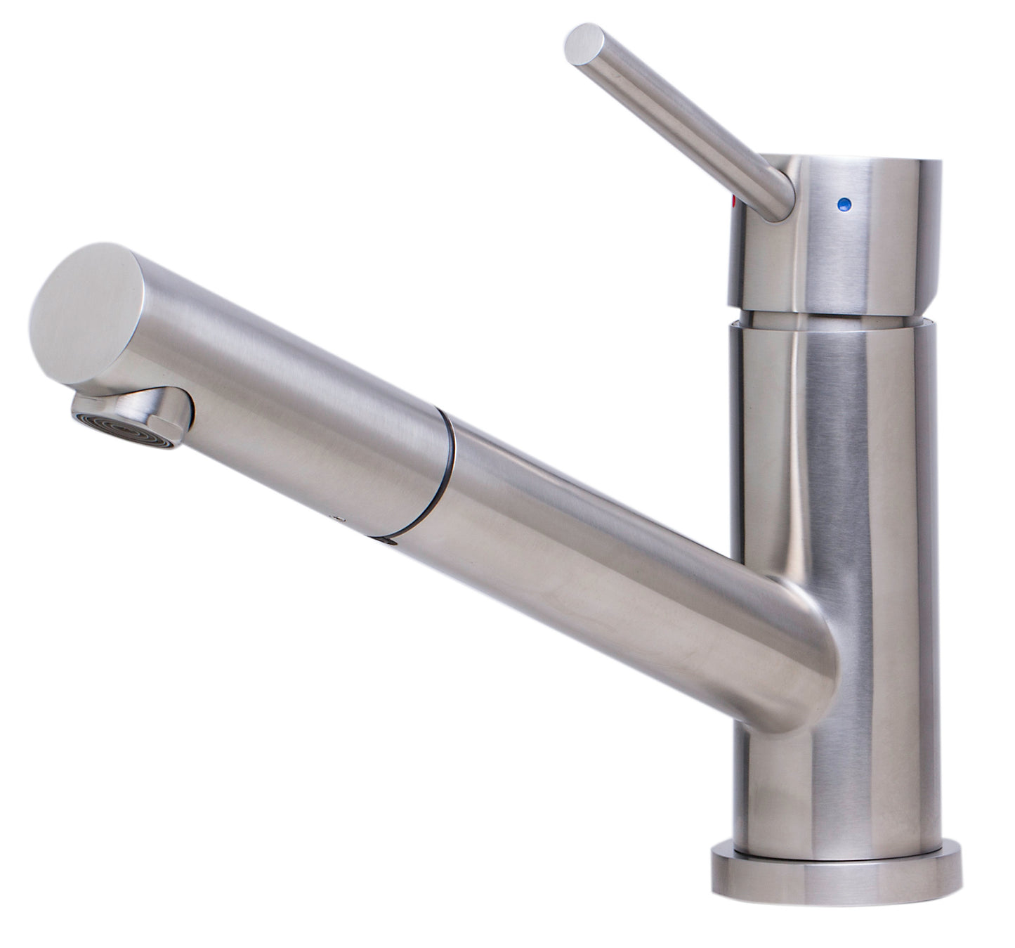 ALFI brand Solid Brushed Stainless Steel Pull Out Single Hole Kitchen Faucet