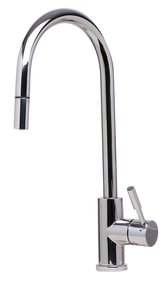 ALFI brand Solid Polished Stainless Steel Single Hole Pull Down Kitchen Faucet