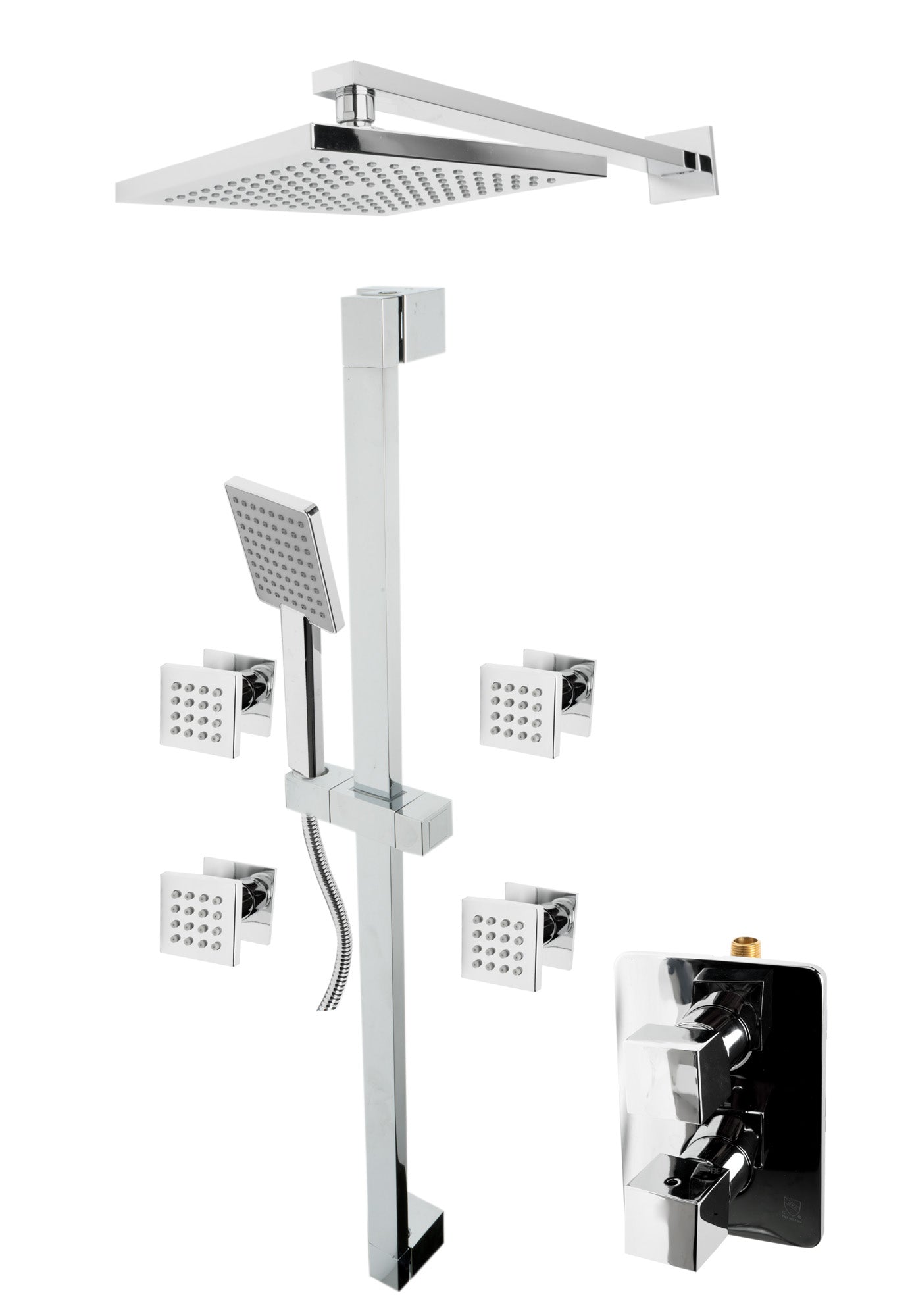 ALFI brand Polished Chrome 3 Way Thermostatic Shower Set with Body Sprays