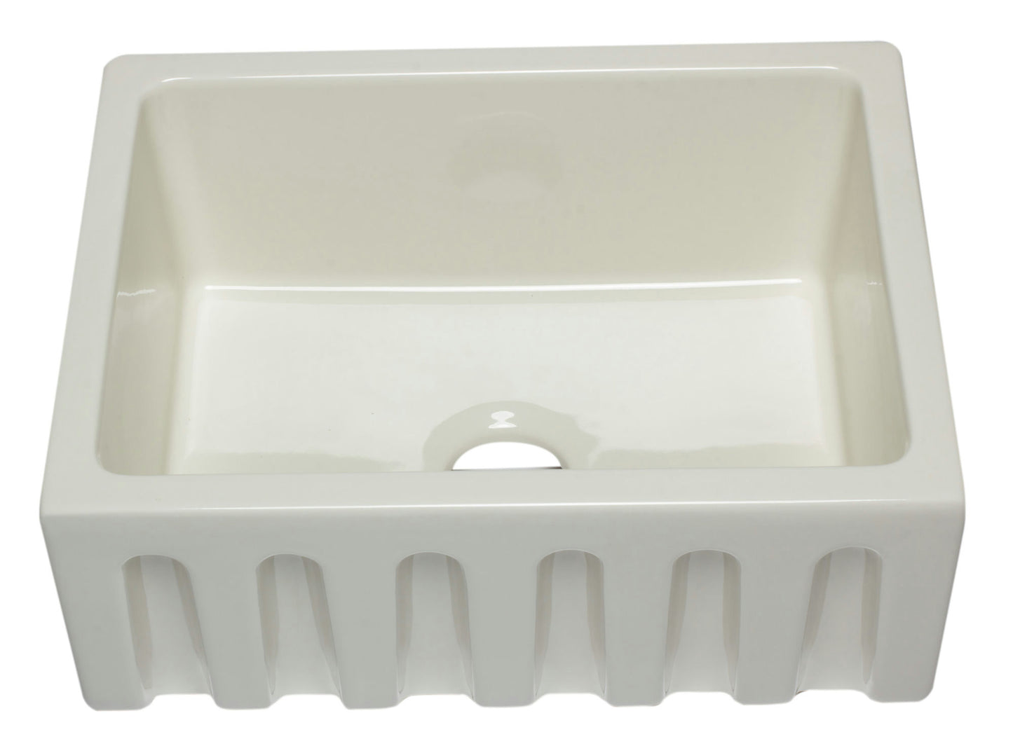 ALFI brand 24 inch Biscuit Reversible Smooth / Fluted Single Bowl Sink