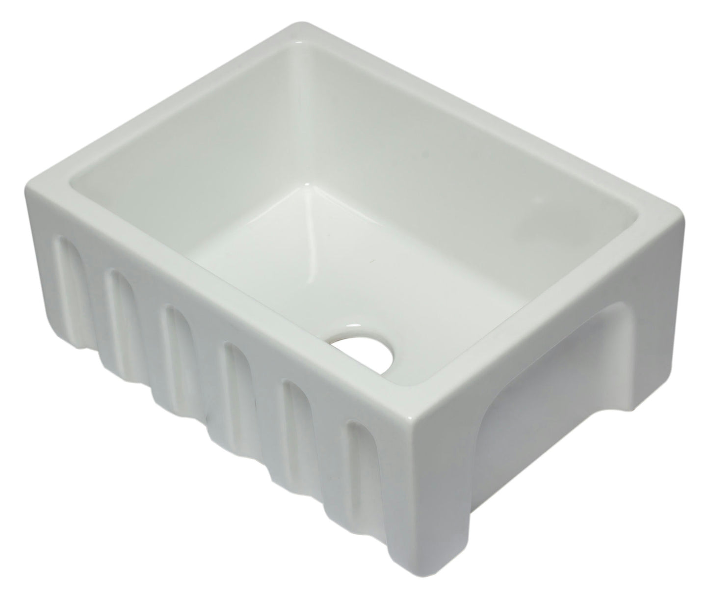 ALFI brand 24 inch Reversible Smooth / Fluted Single Bowl Fireclay Farm Sink