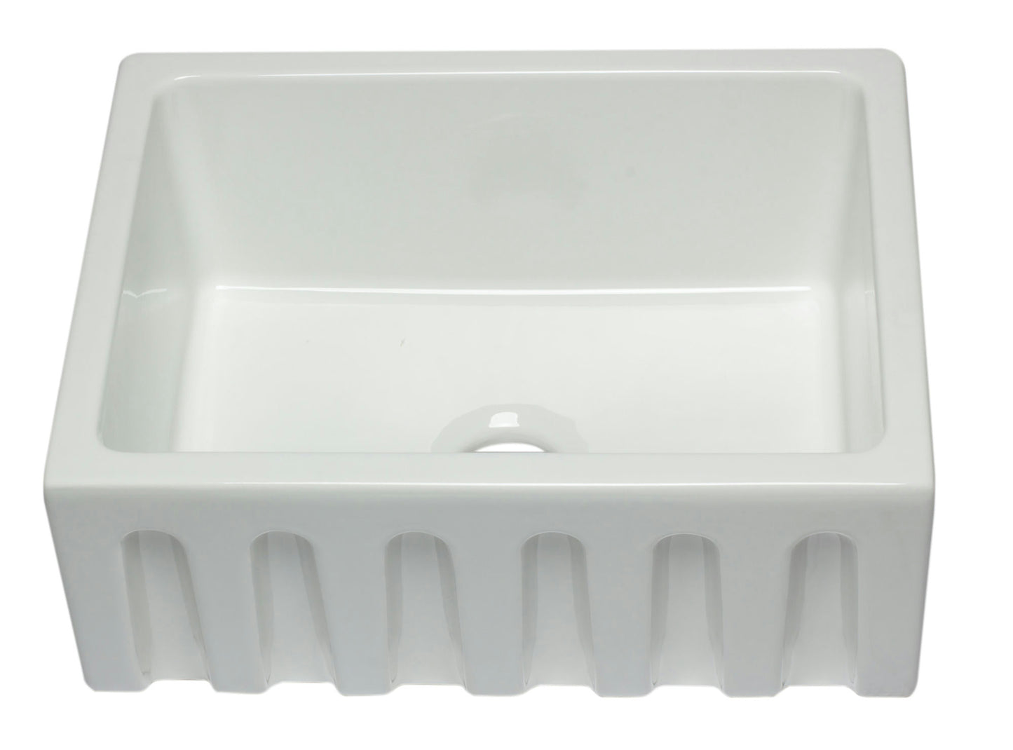 ALFI brand 24 inch Reversible Smooth / Fluted Single Bowl Fireclay Farm Sink