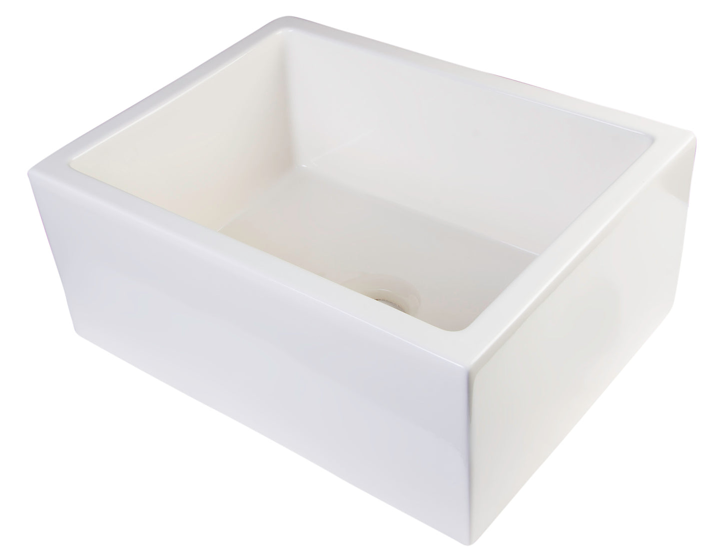 ALFI brand 24" Biscuit Smooth Thick Wall Fireclay Single Bowl Farm Sink