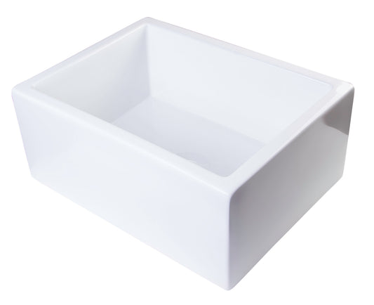 ALFI brand 24" White Smooth Thick Wall Fireclay Single Bowl Farm Sink