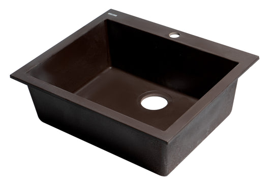 ALFI brand Chocolate 24" Drop-In Single Bowl Granite Composite Kitchen Sink