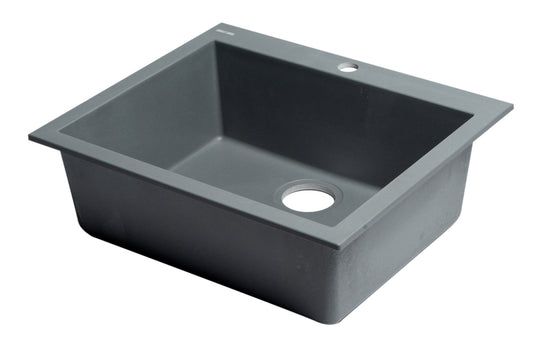 ALFI brand Titanium 24" Drop-In Single Bowl Granite Composite Kitchen Sink