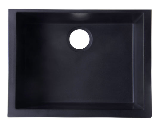 ALFI brand Black 24" Undermount Single Bowl Granite Composite Kitchen Sink