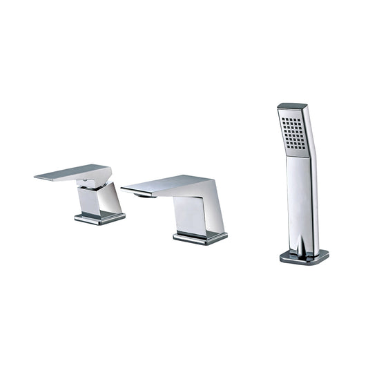 ALFI brand Polished Chrome Deck Mounted 3 Hole Tub Filler & Shower Head
