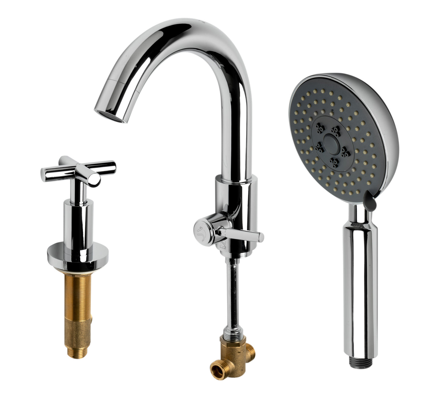 ALFI brand AB2503-PC Deck Mounted Tub Filler with Hand Held Showerhead