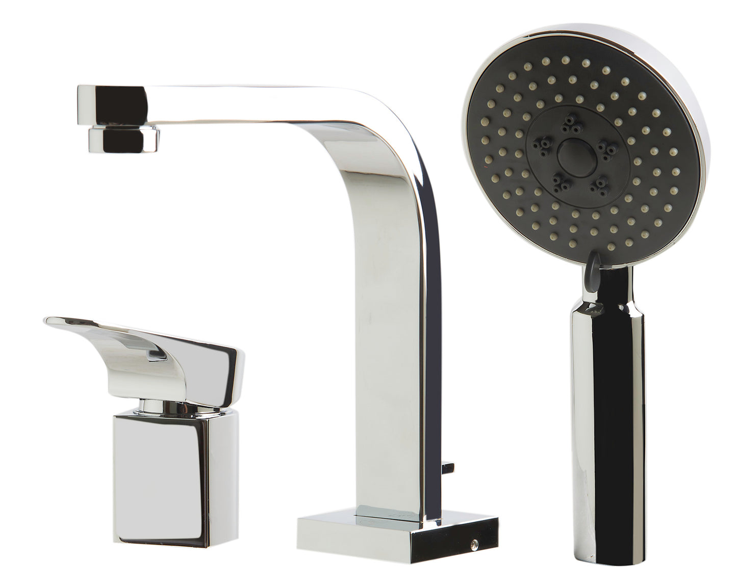 ALFI brand Deck Mounted Tub Filler and Round Hand Held Shower Head