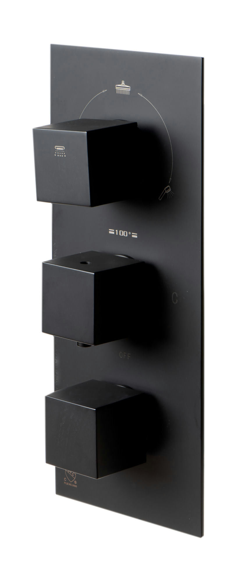 ALFI brand Black Matte 3-Way Thermostatic Valve Shower Mixer Square Knobs