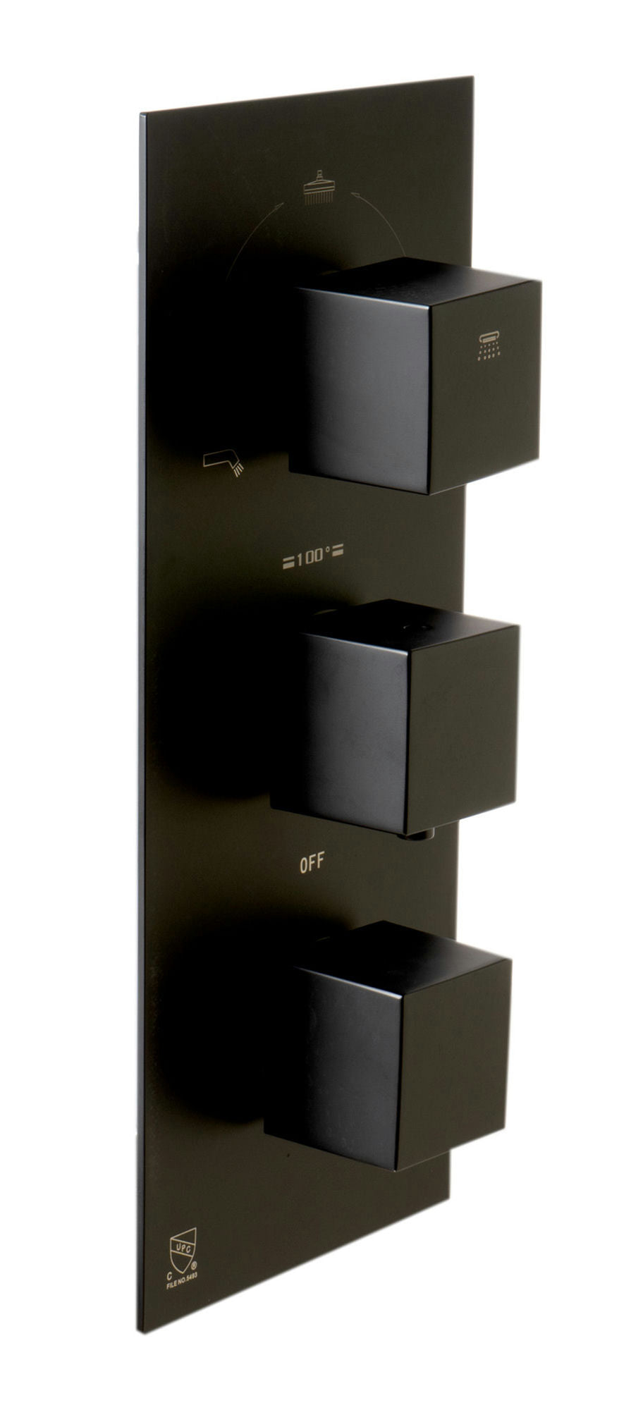 ALFI brand Black Matte 3-Way Thermostatic Valve Shower Mixer Square Knobs