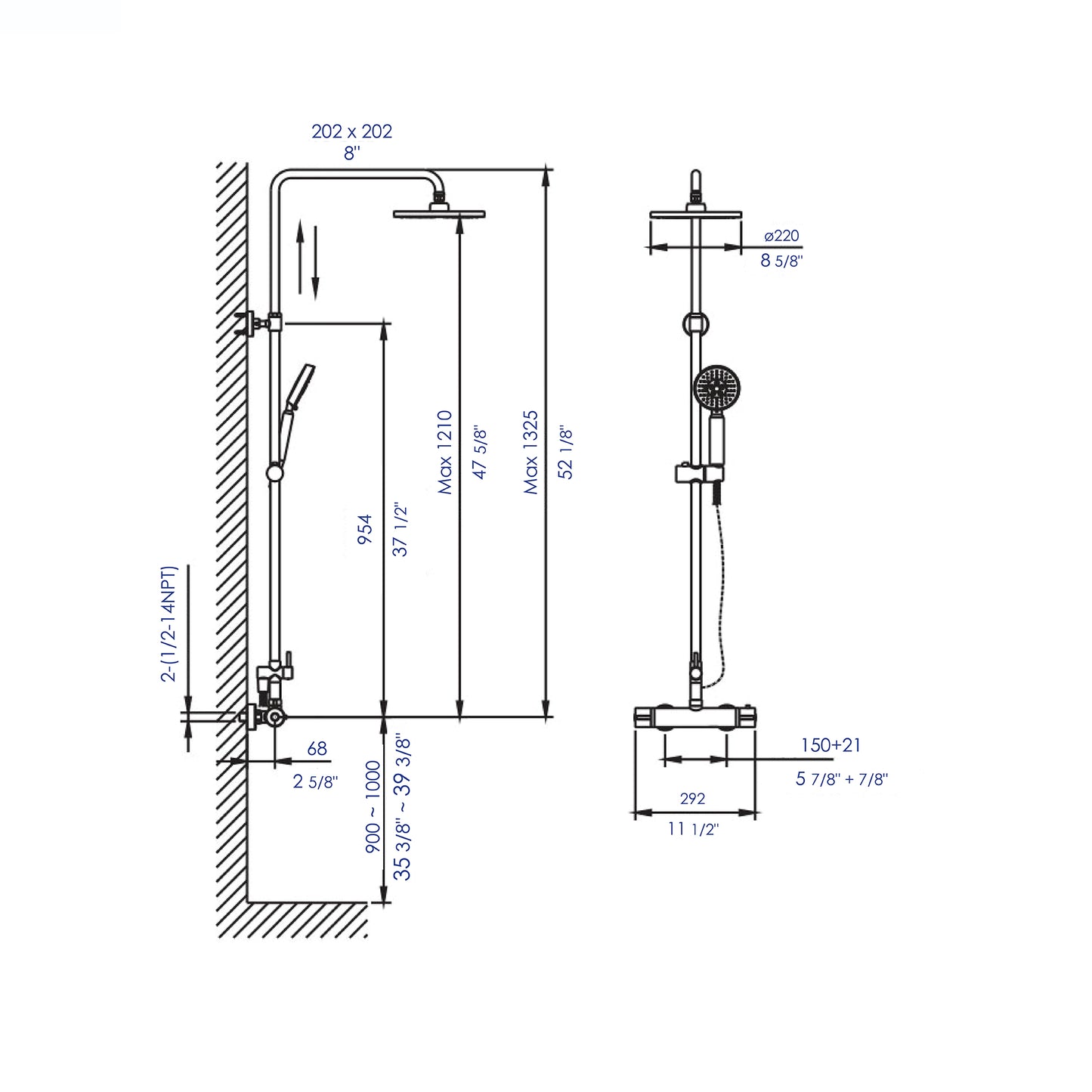 ALFI brand AB2867-BN Brushed Nickel Round Style Thermostatic Exposed Shower Set