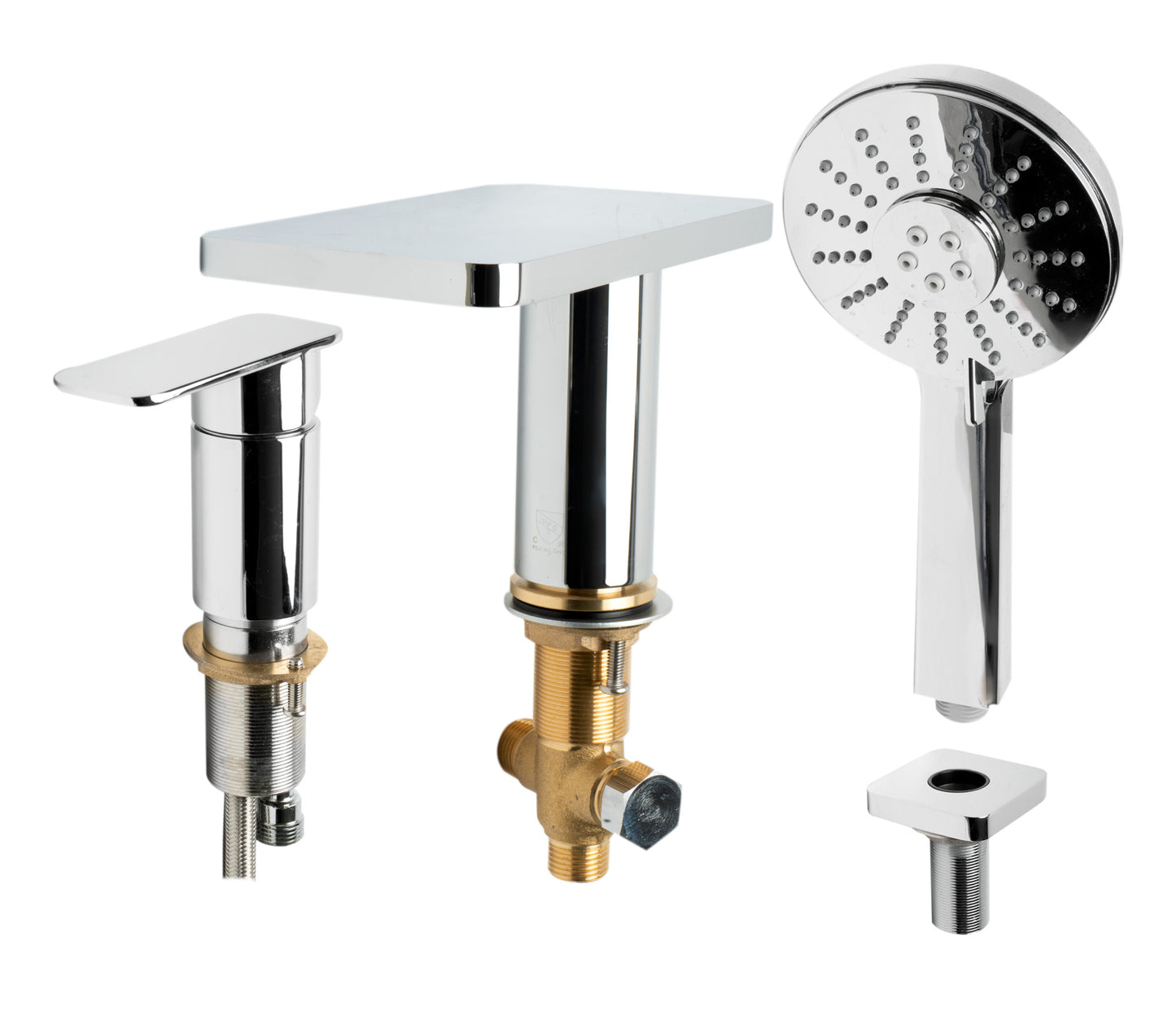 ALFI brand AB2879-PC Deck Mounted Tub Filler with Hand Held Showerhead