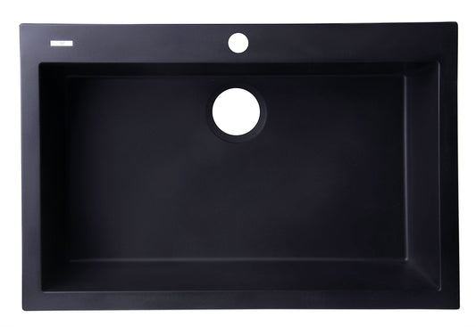 ALFI brand Black 30" Drop-In Single Bowl Granite Composite Kitchen Sink