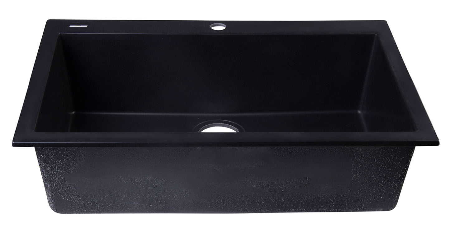 ALFI brand Black 30" Drop-In Single Bowl Granite Composite Kitchen Sink