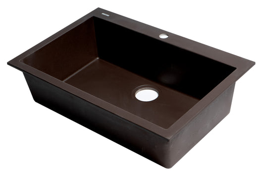 ALFI brand Chocolate 30" Drop-In Single Bowl Granite Composite Kitchen Sink