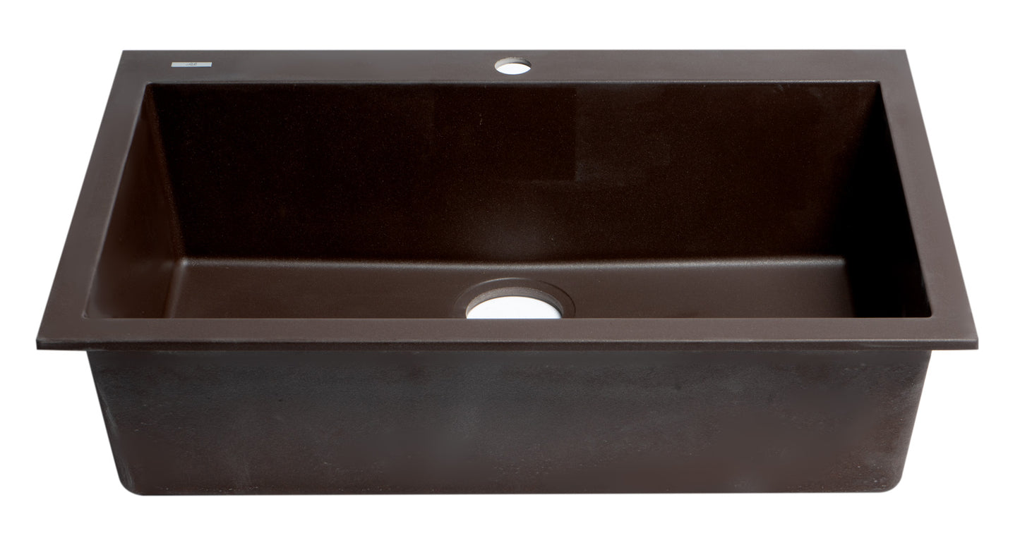 ALFI brand Chocolate 30" Drop-In Single Bowl Granite Composite Kitchen Sink