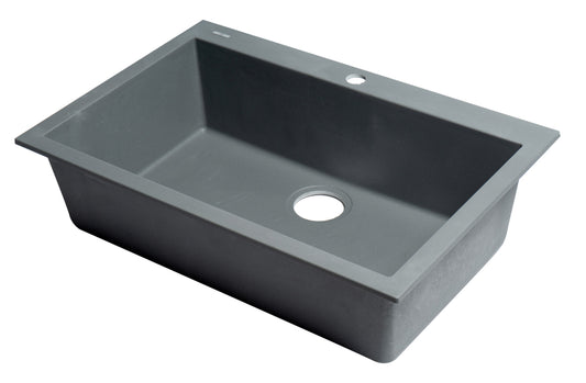 ALFI brand Titanium 30" Drop-In Single Bowl Granite Composite Kitchen Sink