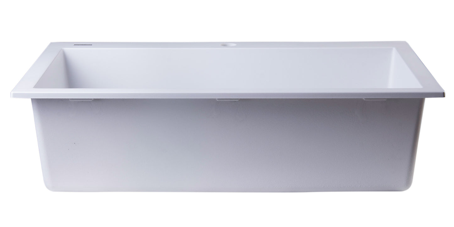 ALFI brand White 30" Drop-In Single Bowl Granite Composite Kitchen Sink