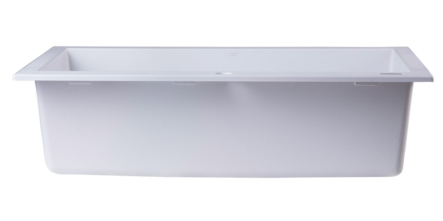 ALFI brand White 30" Drop-In Single Bowl Granite Composite Kitchen Sink