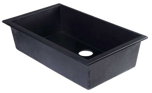 ALFI brand Black 30" Undermount Single Bowl Granite Composite Kitchen Sink