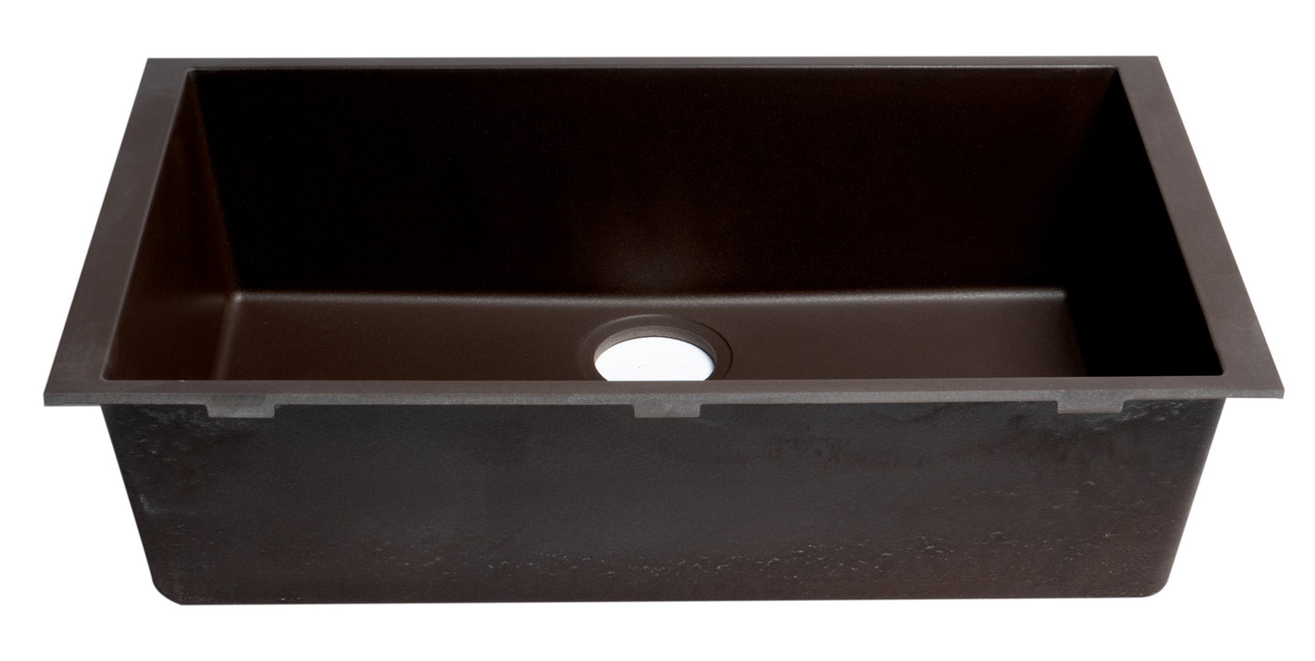 ALFI brand Chocolate 30" Undermount Single Bowl Granite Composite Kitchen Sink