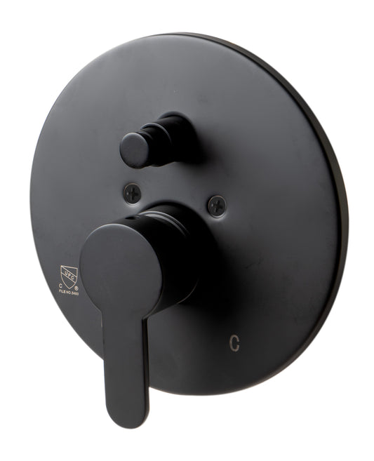 ALFI brand Black Matte Shower Valve with Rounded Lever Handle and Diverter