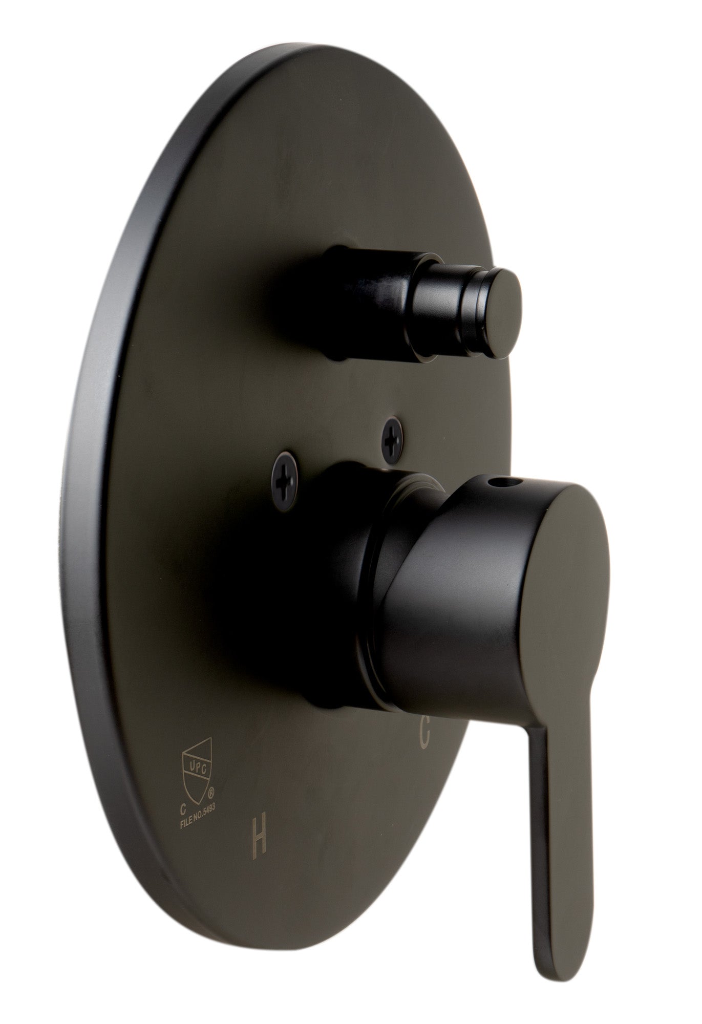 ALFI brand Black Matte Shower Valve with Rounded Lever Handle and Diverter