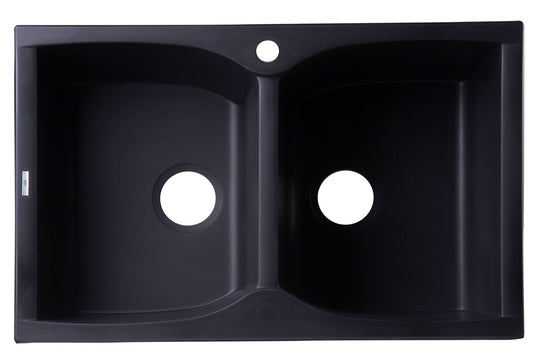 ALFI brand Black 32" Drop-In Double Bowl Granite Composite Kitchen Sink