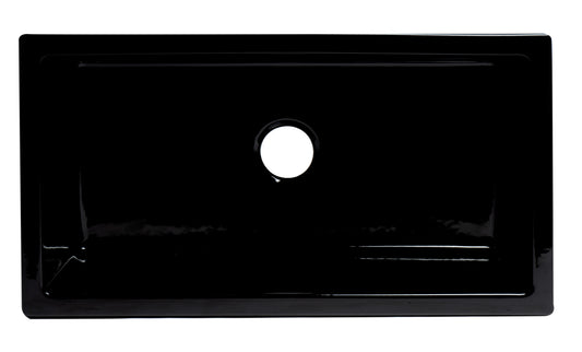 ALFI brand Black Gloss 33" x 18" Reversible Fluted / Smooth Fireclay Farm Sink