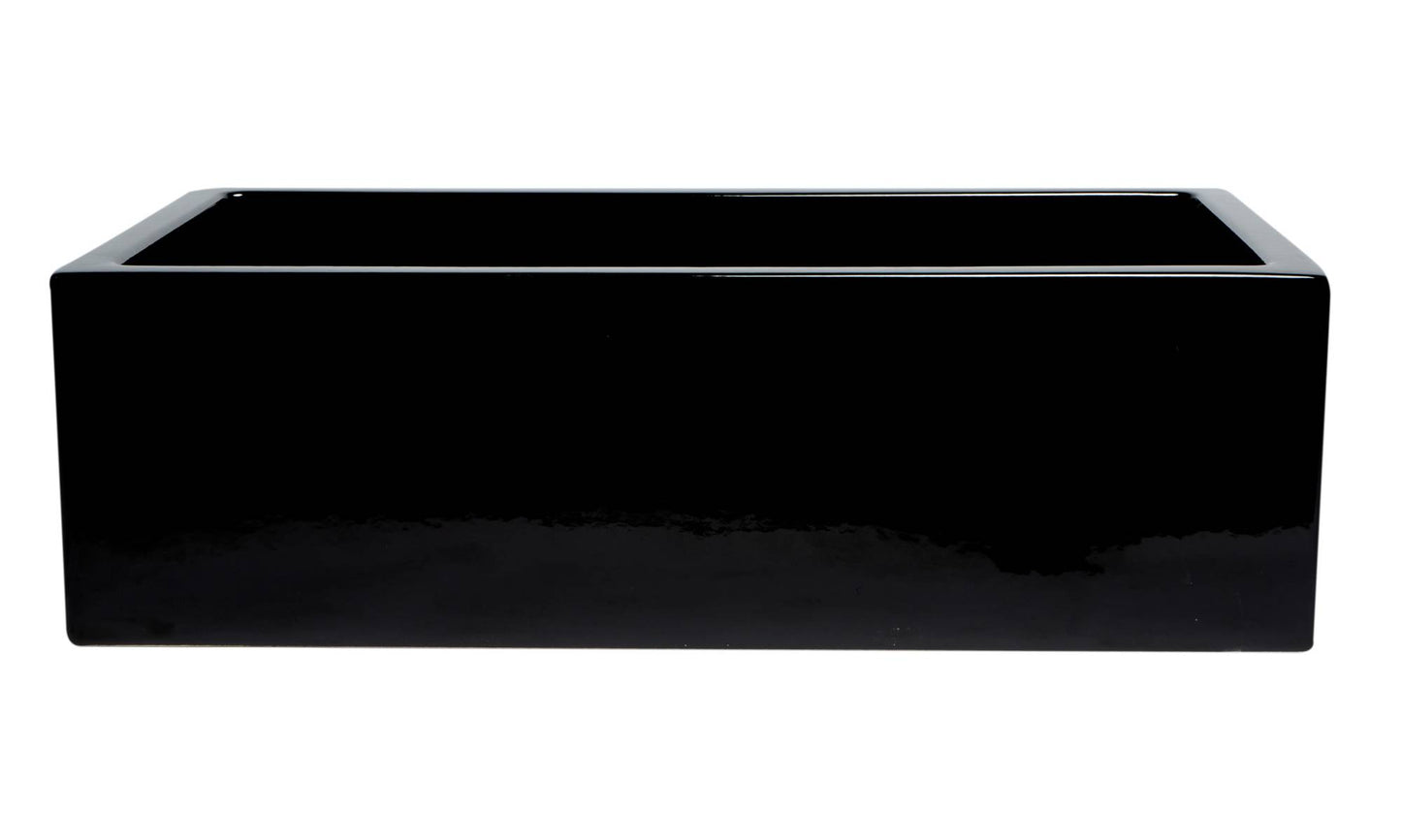 ALFI brand Black Gloss 33" x 18" Reversible Fluted / Smooth Fireclay Farm Sink