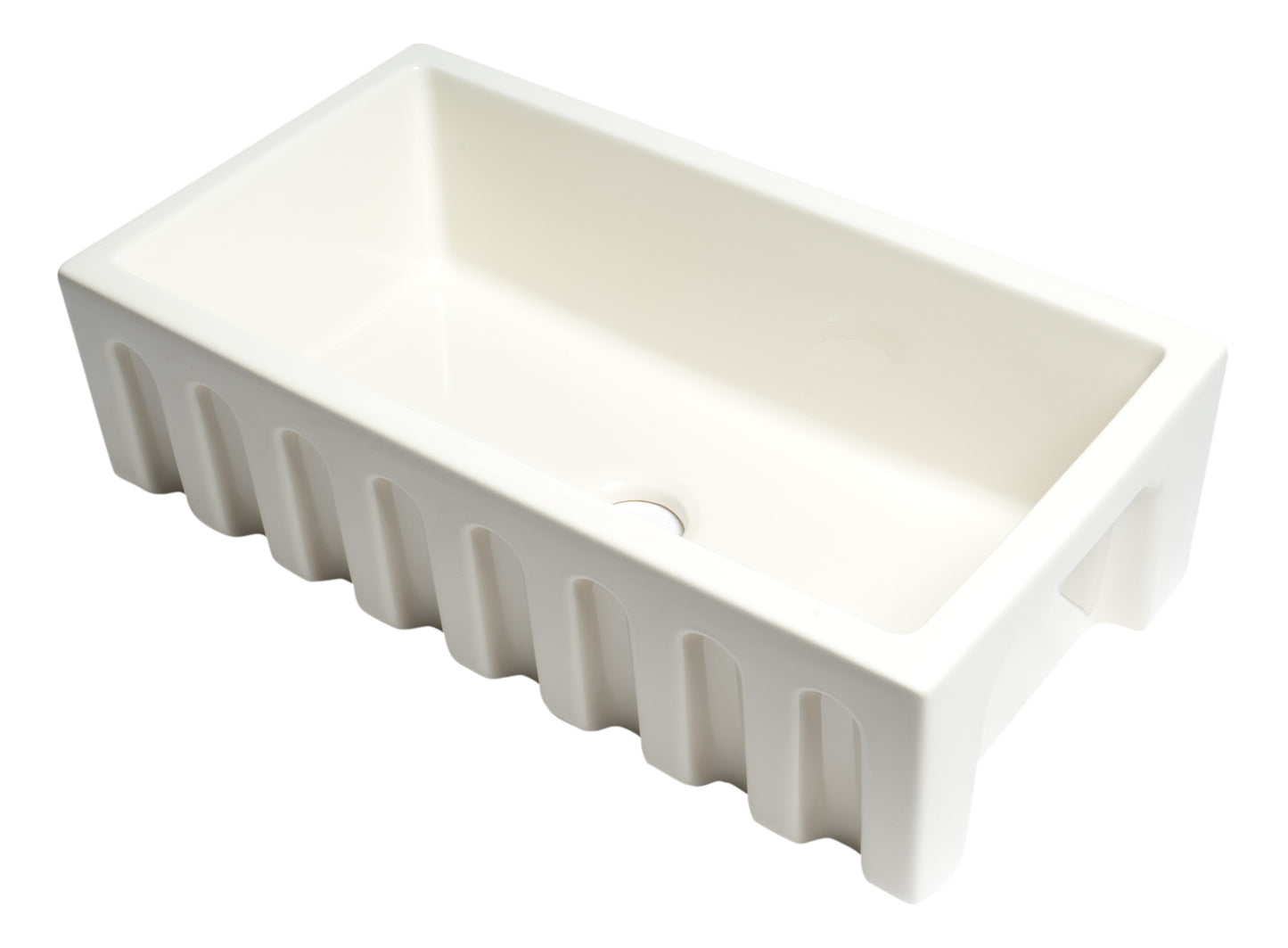 ALFI brand Biscuit 33" x 18" Reversible Fluted / Smooth Fireclay Farm Sink