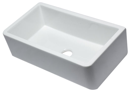 ALFI brand 33" Smooth Apron Solid Thick Wall Fireclay Single Bowl Farm Sink