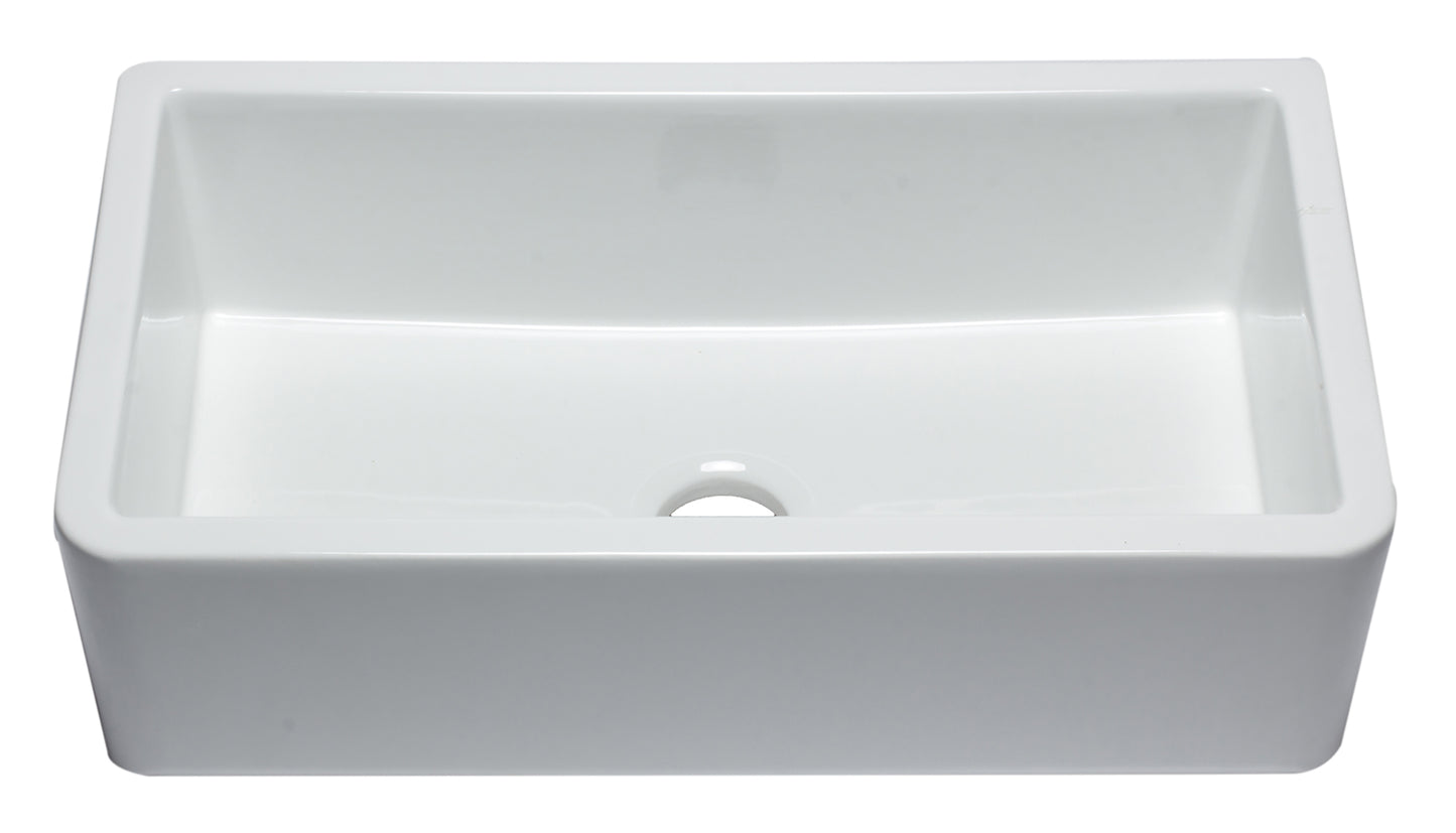 ALFI brand 33" Smooth Apron Solid Thick Wall Fireclay Single Bowl Farm Sink