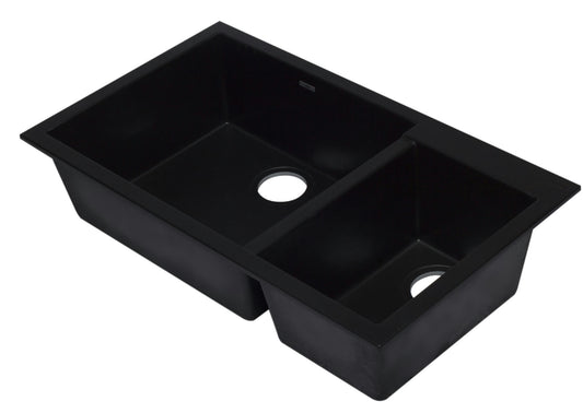 ALFI brand Black 34" Double Bowl Undermount Granite Composite Kitchen Sink