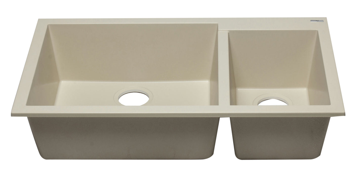 ALFI brand Biscuit 34" Double Bowl Undermount Granite Composite Kitchen Sink