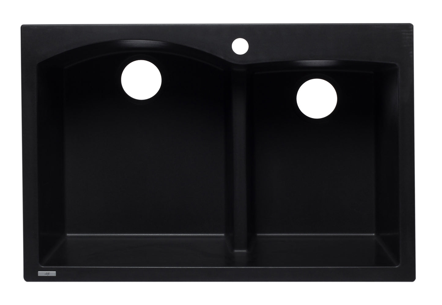 ALFI brand Black 33" Double Bowl Drop In Granite Composite Kitchen Sink