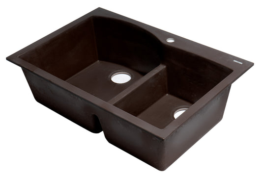 ALFI brand Chocolate 33" Double Bowl Drop In Granite Composite Kitchen Sink