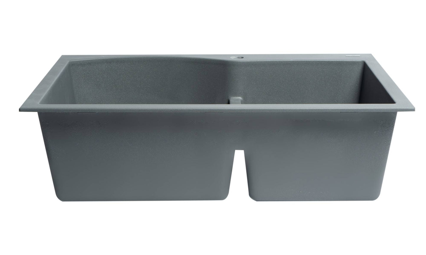 ALFI brand Titanium 33" Double Bowl Drop In Granite Composite Kitchen Sink