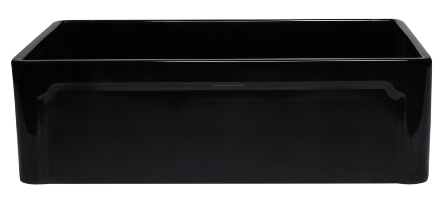 ALFI brand AB3320SB-BG Black Reversible Single Fireclay Farmhouse Kitchen Sink