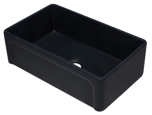 ALFI brand AB3320SB-BM Black Reversible Single Fireclay Farmhouse Kitchen Sink