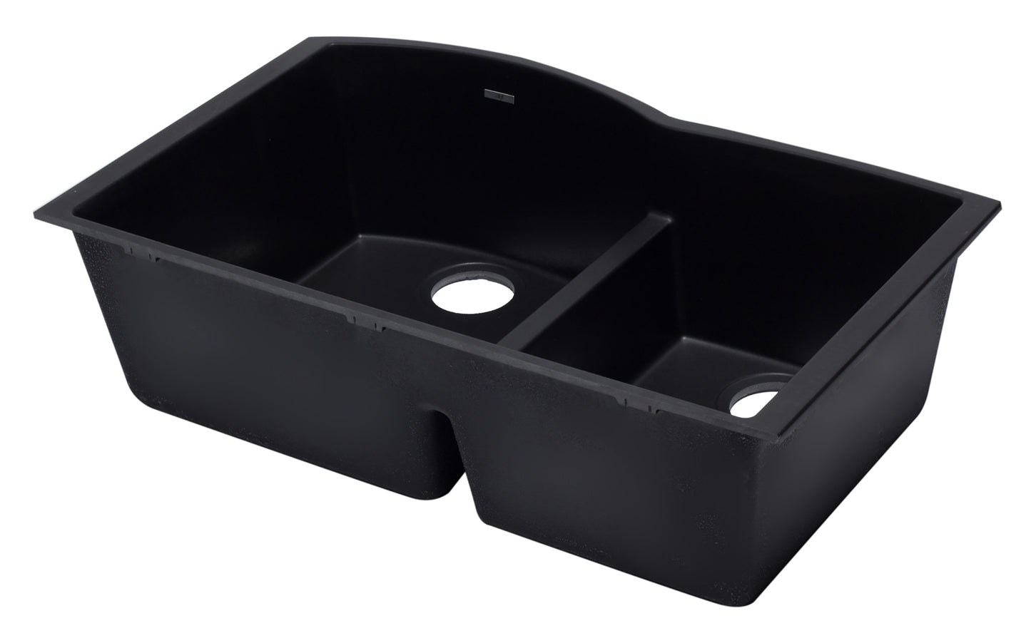 ALFI brand Black 33" Double Bowl Undermount Granite Composite Kitchen Sink